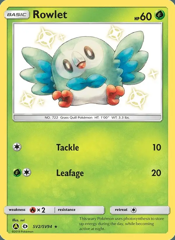 Rowlet #SV2 Hidden Fates Shiny Vault PSA 10
