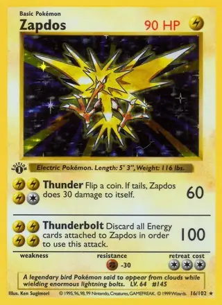 Zapdos #16 Base Set PSA 10