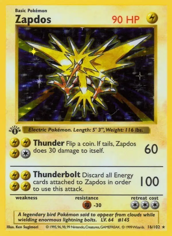 Zapdos #16 Base Set PSA 10