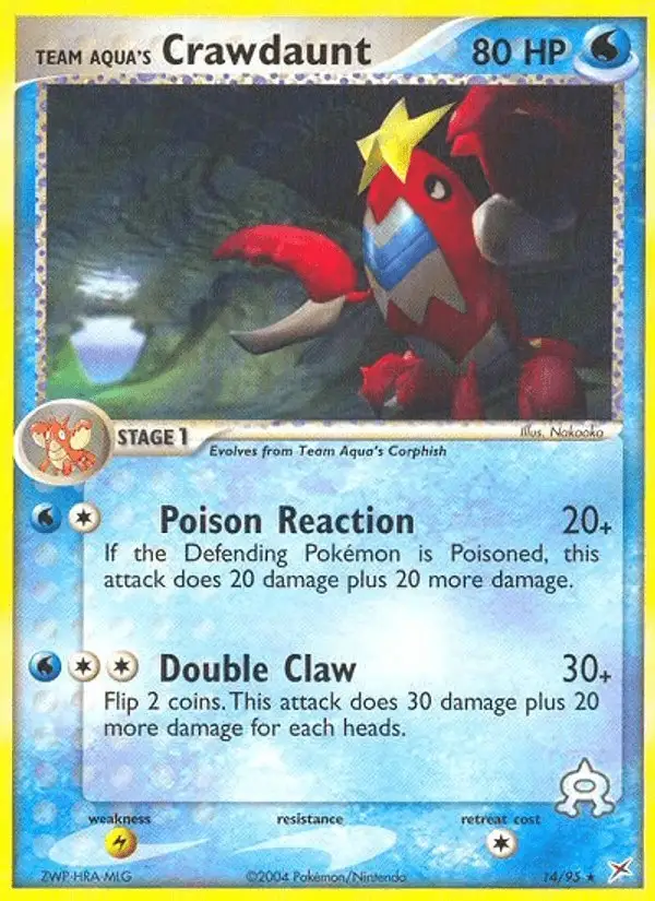 Team Aqua's Crawdaunt #14 Team Magma vs Team Aqua PSA 10