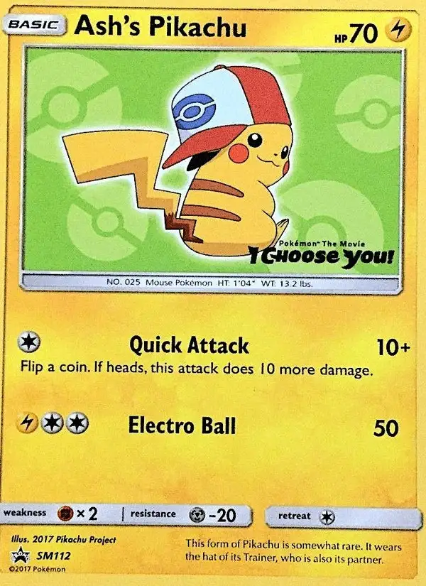 Ash's Pikachu #SM112 SM Black Star Promos PSA 10