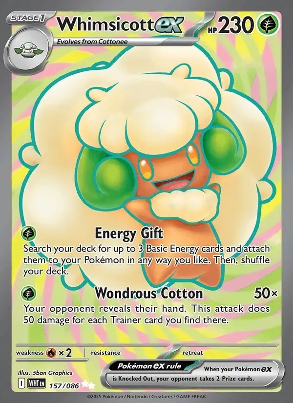 Whimsicott ex #157 White Flare PSA 10