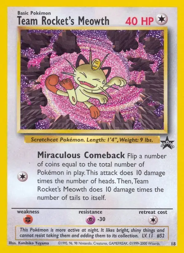Team Rocket's Meowth #18 Wizards Black Star Promos PSA 10