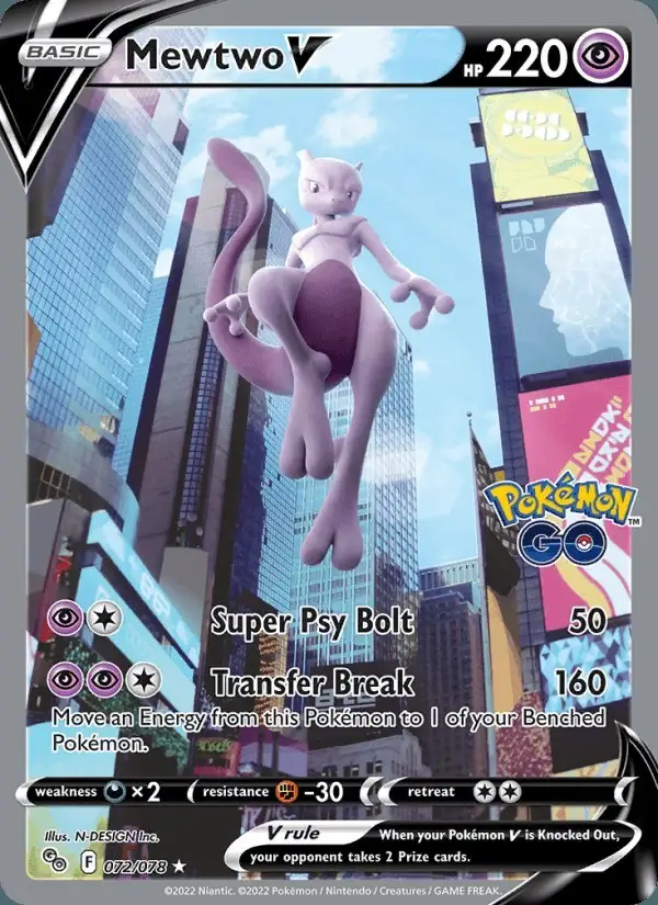 Mewtwo V #072 Pokémon GO PSA 10
