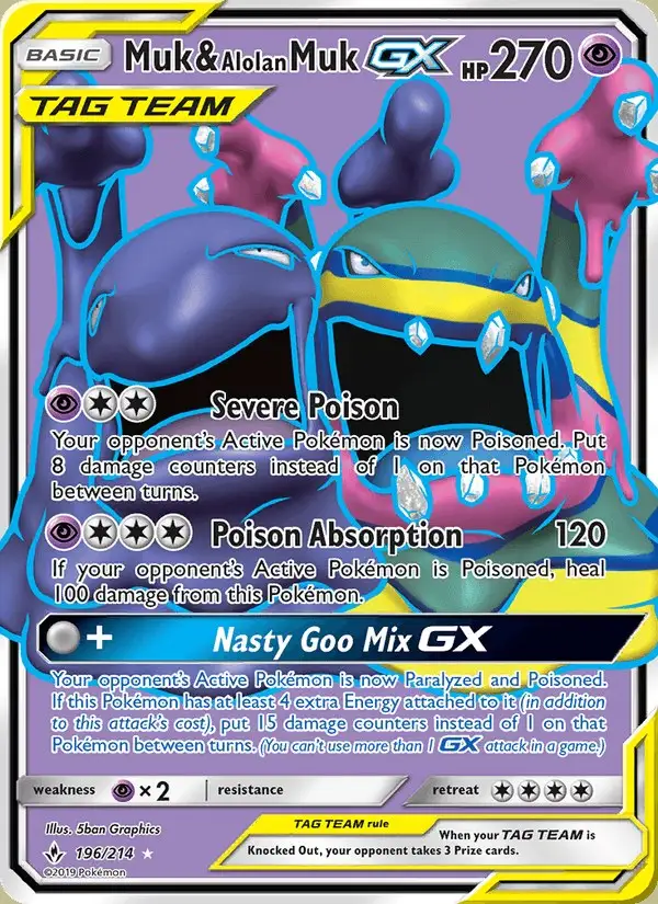 Muk & Alolan Muk GX #196 Unbroken Bonds PSA 10