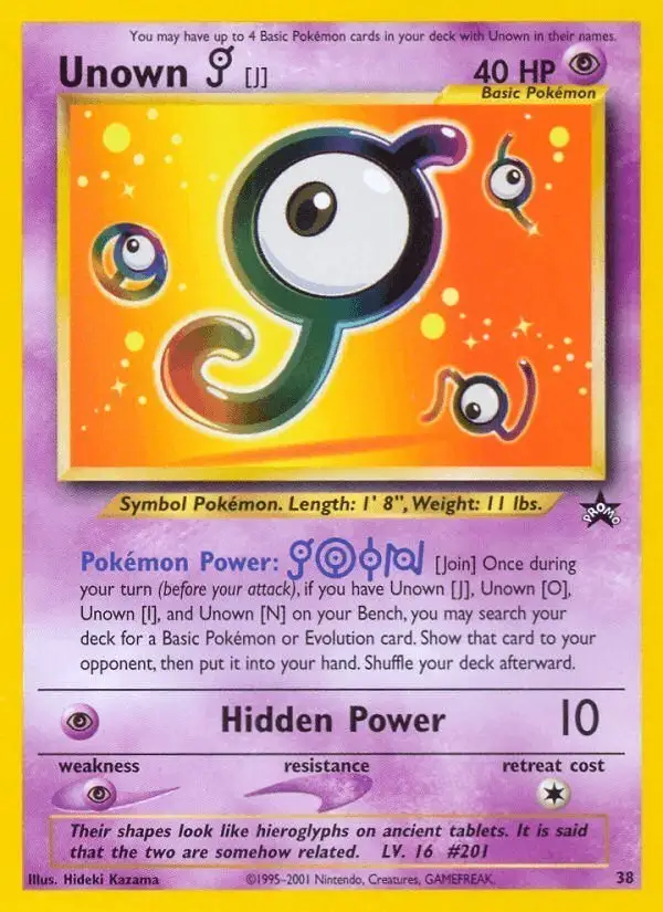 Unown [J] #38 Wizards Black Star Promos PSA 10