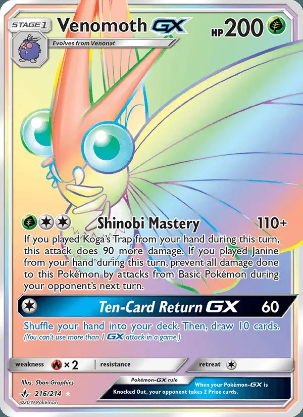 Venomoth GX #216 Unbroken Bonds PSA 10