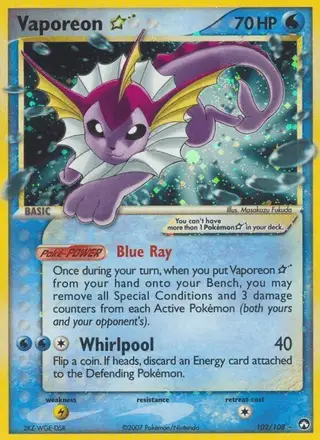 Vaporeon ☆ #102 Power Keepers PSA 10