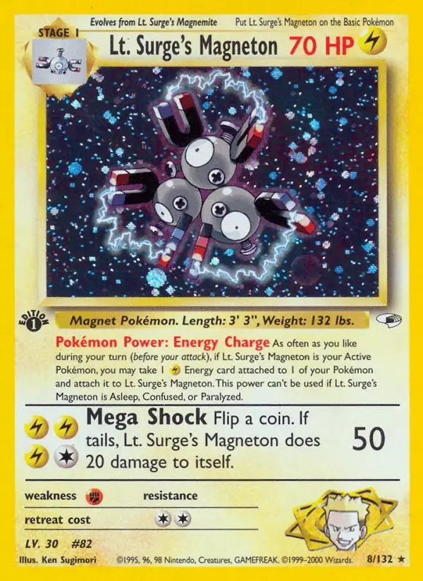 Lt. Surge's Magneton #8 Gym Heroes PSA 10
