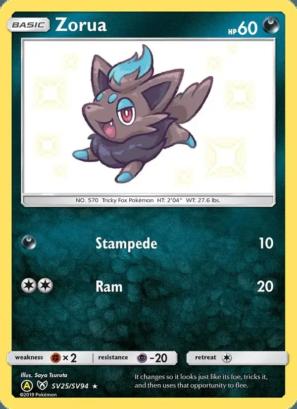 Zorua #SV25 Hidden Fates Shiny Vault PSA 10