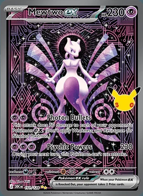 Mewtwo ex #151 30th Celebration PSA 10