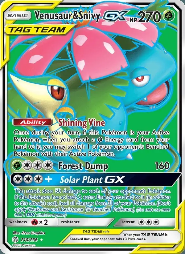 Venusaur & Snivy GX #210 Cosmic Eclipse PSA 10