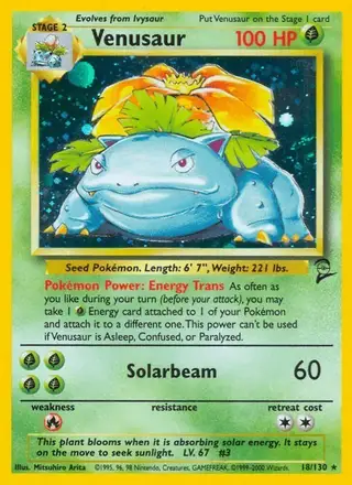 Venusaur #18 Base Set 2 PSA 10