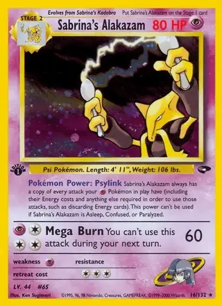 Sabrina's Alakazam #16 Gym Challenge PSA 10