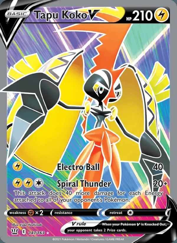 Tapu Koko V #147 Battle Styles PSA 10