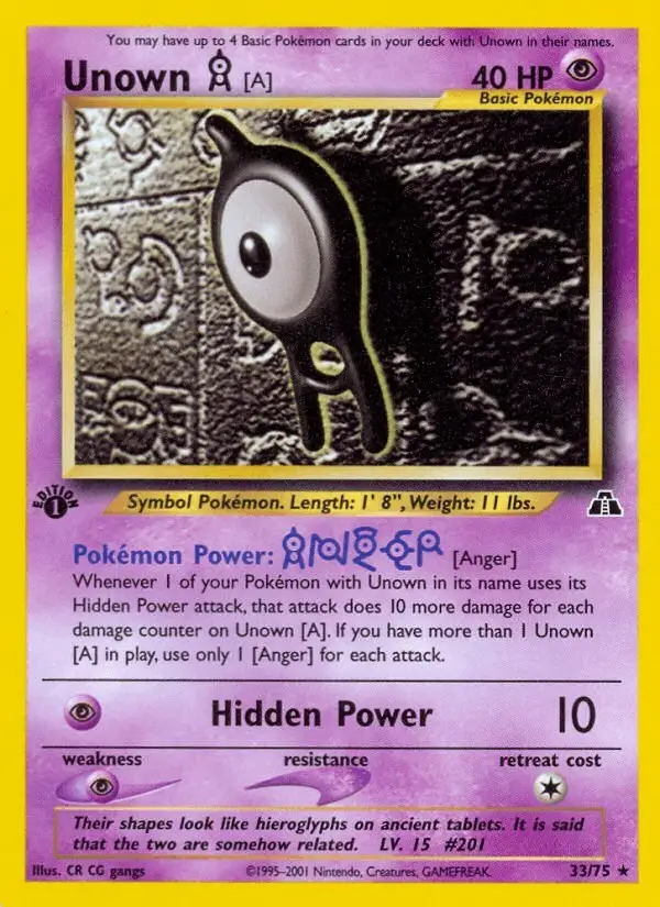 Unown [A] #33 Neo Discovery PSA 10