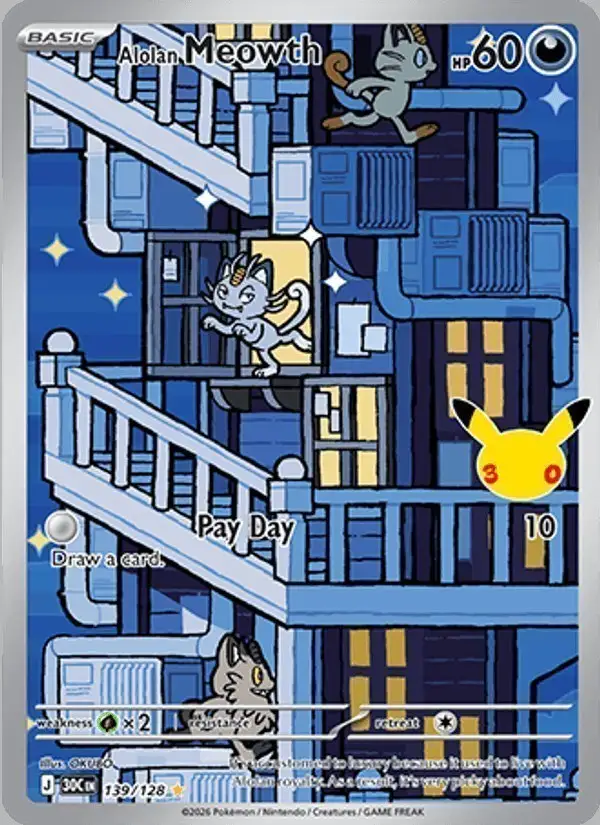 Alolan Meowth #139 30th Celebration PSA 10