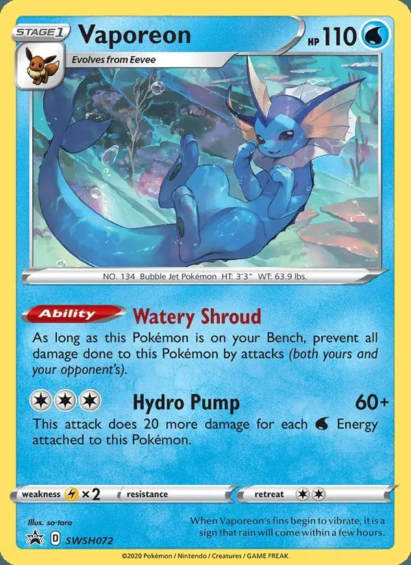 Vaporeon #SWSH072 SWSH Black Star Promos PSA 10
