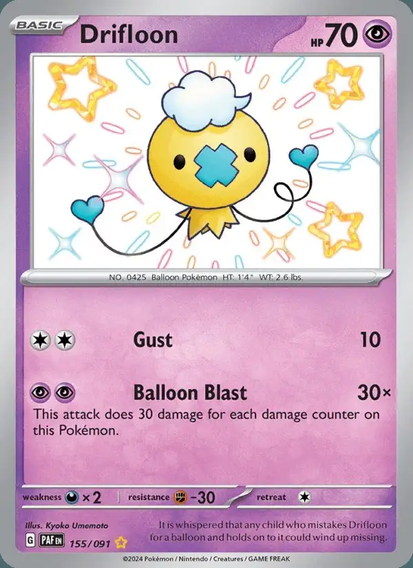 Drifloon #155 Paldean Fates PSA 10