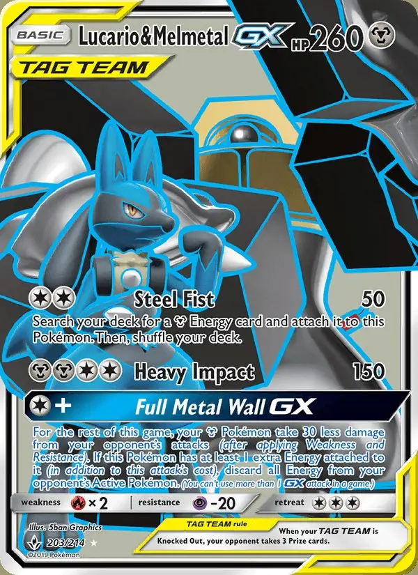 Lucario & Melmetal GX #203 Unbroken Bonds PSA 10