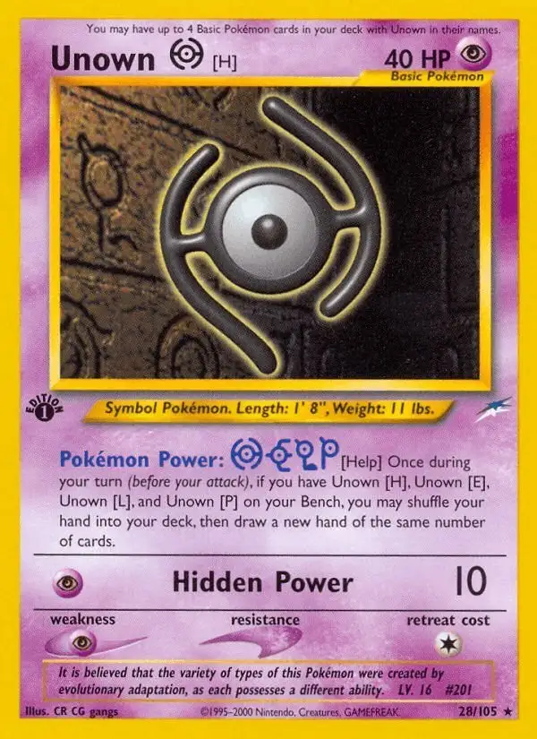 Unown [H] #28 Neo Destiny PSA 10