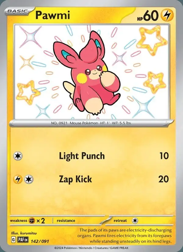 Pawmi #142 Paldean Fates PSA 10