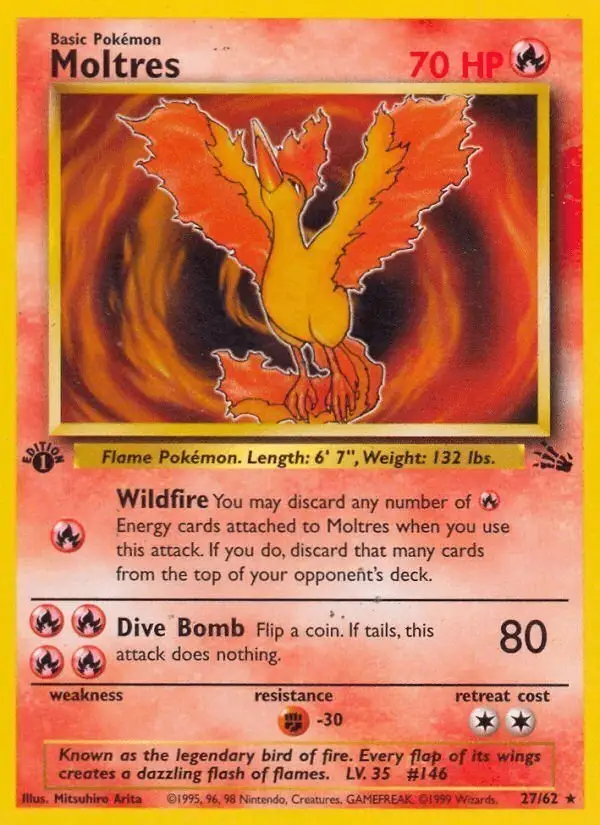 Moltres #27 Fossil PSA 10