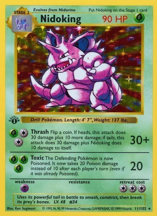 Nidoking #11 Base Set PSA 10