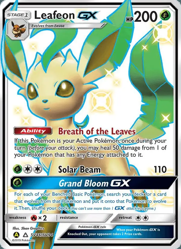 Leafeon-GX #SV46 Hidden Fates Shiny Vault PSA 10
