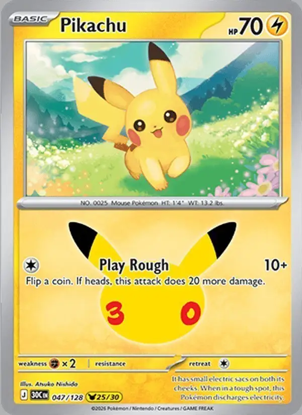 Pikachu #047 30th Celebration PSA 10