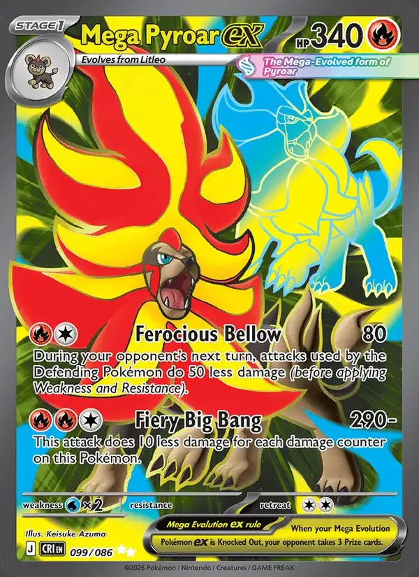 Mega Pyroar ex #099 Chaos Rising PSA 10