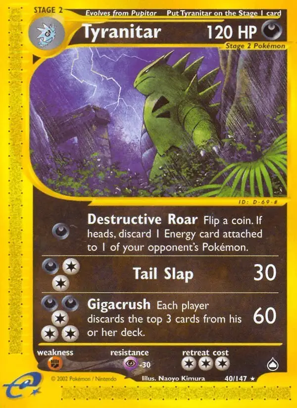 Tyranitar #40 Aquapolis PSA 10