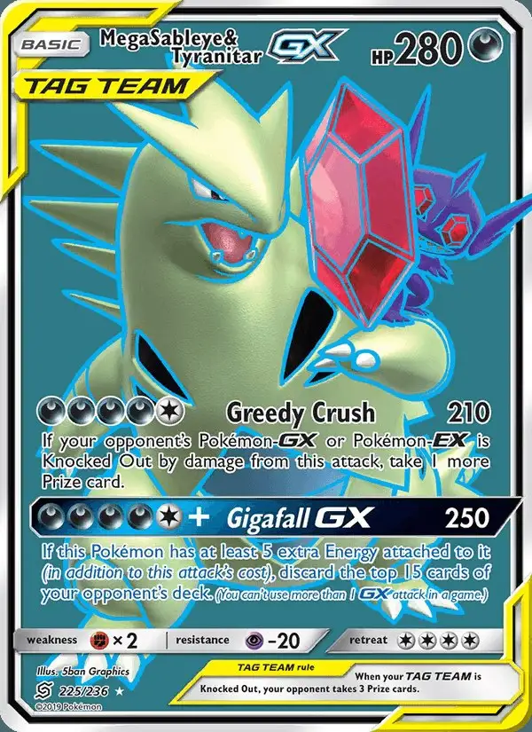 Mega Sableye & Tyranitar GX #225 Unified Minds PSA 10