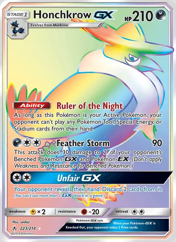 Honchkrow GX #223 Unbroken Bonds PSA 10