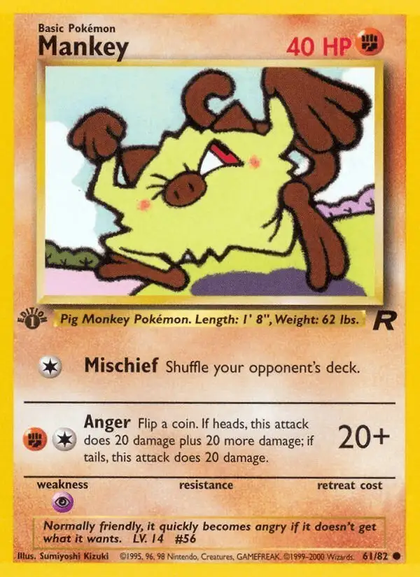 Mankey #61 Team Rocket PSA 10