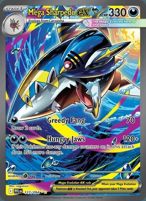 Mega Sharpedo ex #127 Phantasmal Flames PSA 10