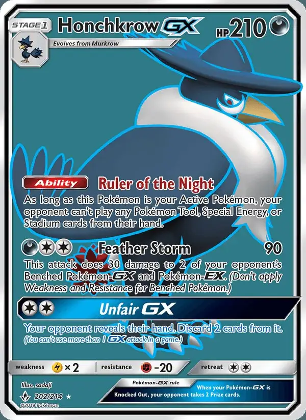Honchkrow GX #202 Unbroken Bonds PSA 10
