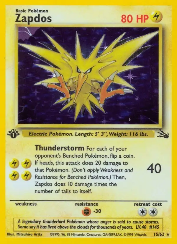 Zapdos #15 Fossil PSA 10