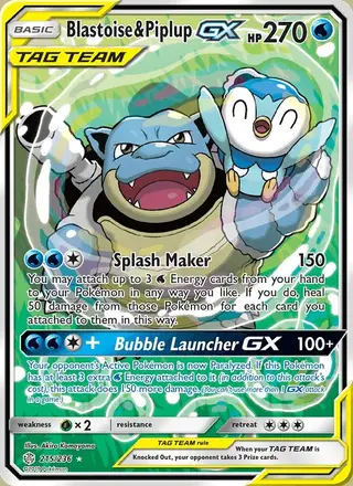 Blastoise & Piplup GX #215 Cosmic Eclipse PSA 10