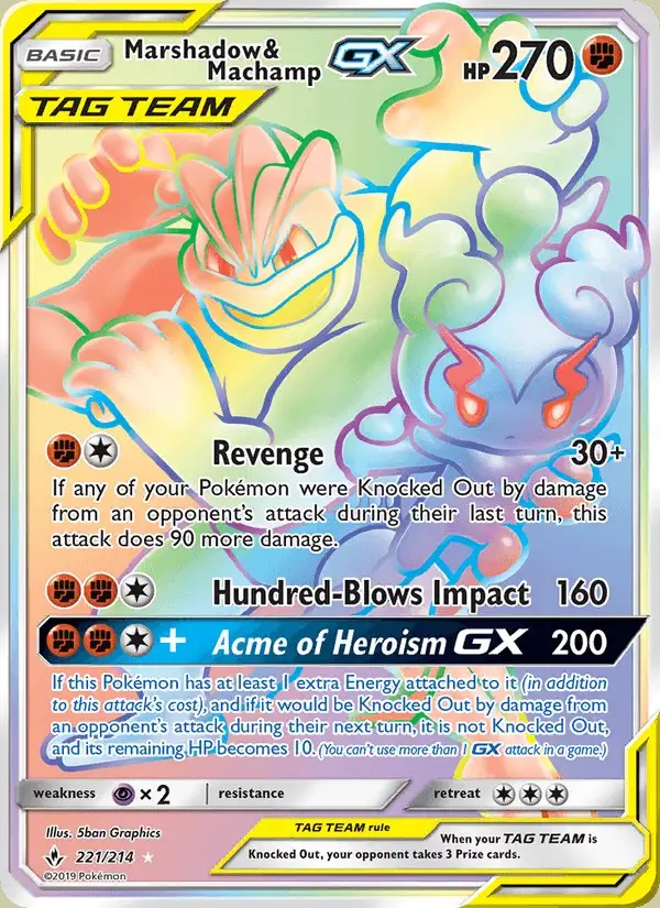 Marshadow & Machamp GX #221 Unbroken Bonds PSA 10