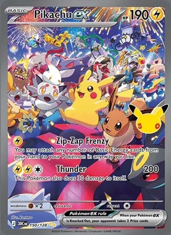Pikachu ex #150 30th Celebration PSA 10