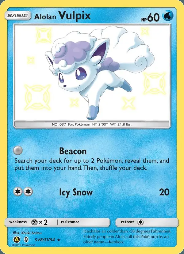 Alolan Vulpix #SV8 Hidden Fates Shiny Vault PSA 10
