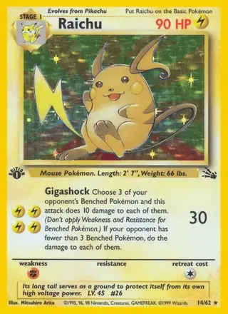 Raichu #14 Fossil PSA 10