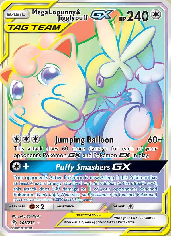 Mega Lopunny & Jigglypuff GX #261 Cosmic Eclipse PSA 10