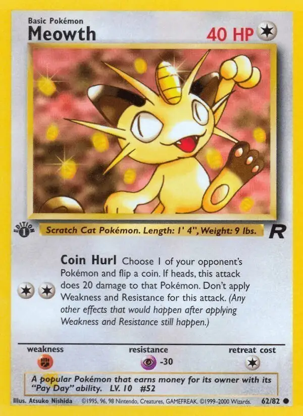 Meowth #62 Team Rocket PSA 10