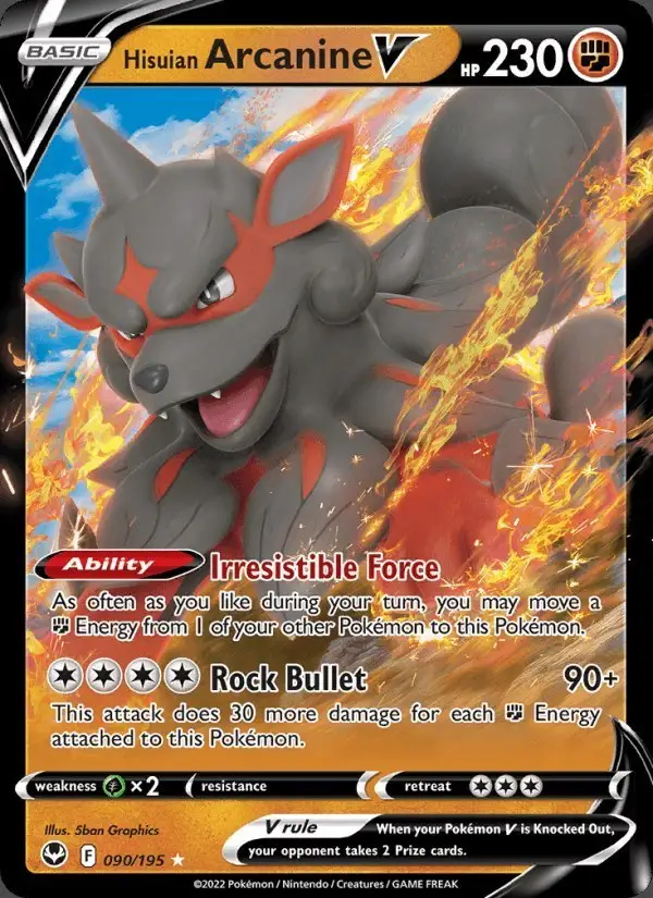 Hisuian Arcanine V #090 Silver Tempest PSA 10