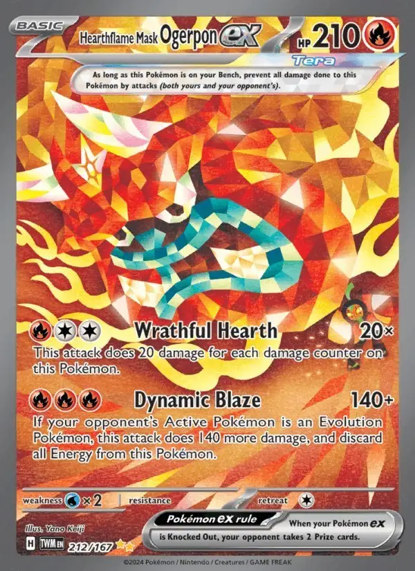 Hearthflame Mask Ogerpon ex #212 Twilight Masquerade PSA 10
