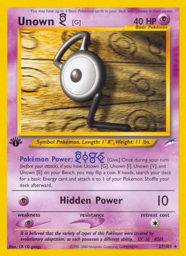 Unown [G] #27 Neo Destiny PSA 10