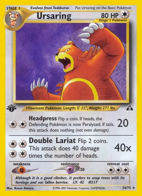 Ursaring #34 Neo Discovery PSA 10