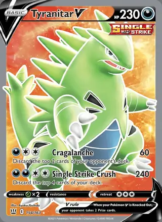Tyranitar V #154 Battle Styles PSA 10